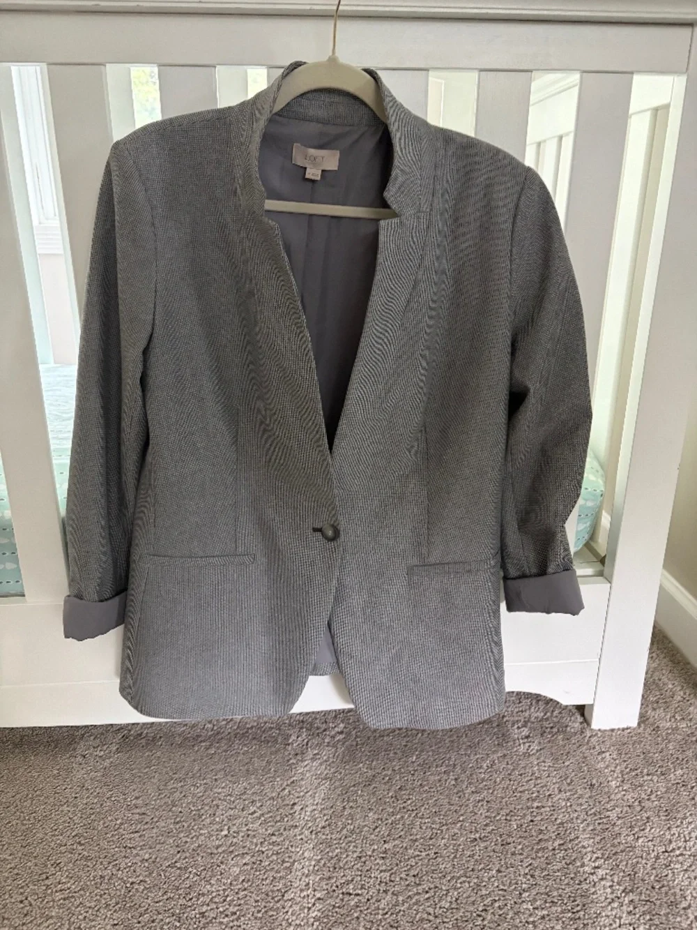 Loft size 10 Gray Houndstooth Blazer